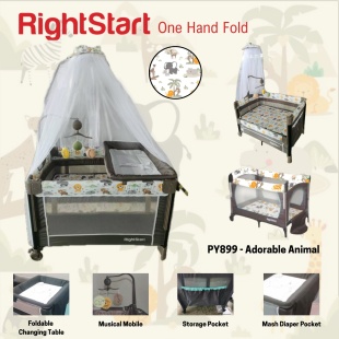 Right Start Bedside Baby Box Playard One Hand Fold PY899 – Adorable Animal