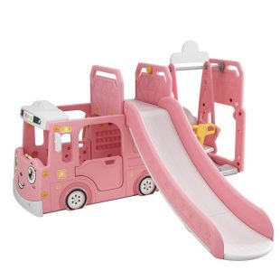 Happy Play Tayo Bus Slide Swing 3in1 – Pink