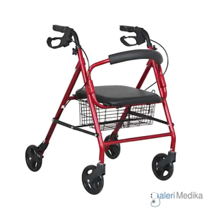 Walker Rollator OneHealth 9144L Kursi Roda Alat Bantu Jalan – Red